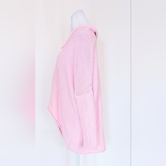 Pure Women's Size M/L High Low Style 3/4 Sleeve Handknit Sweater Pink - Picture 5 of 8